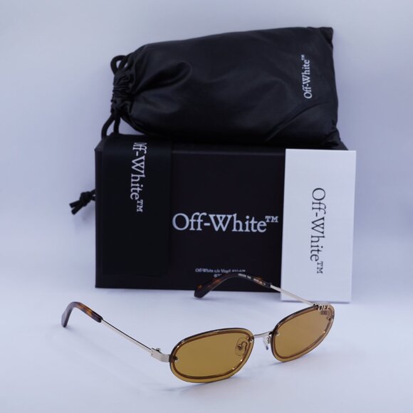 Off-White OERI13M MIAMI 7662 Sunglasses Gold Oval Frame, Caramel Lenses main image 5